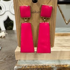 Pink Geometric Drop Earrings